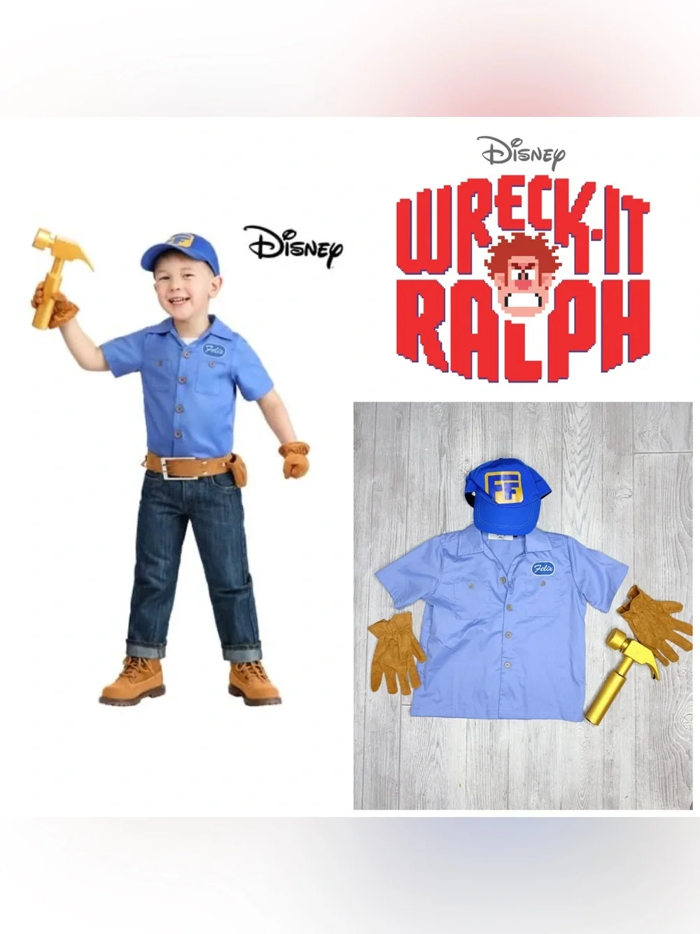 Disney Wreck It Ralph Fix It Felix Toddler halloween Costume cosplay dress up